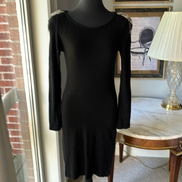 TEENFLO BLACK DRESS WITH EPAULET BEADING TRIM - Picture 3 of 15